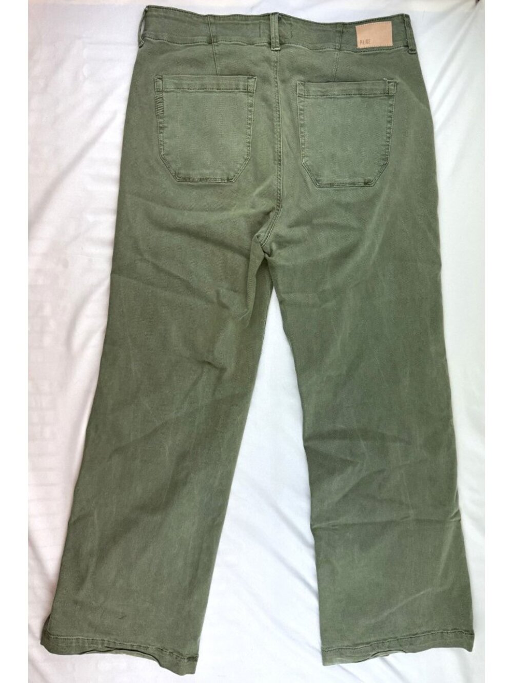 Paige Womens High-Rise Wide-Leg Green Pants Size 31 Cotton Blend - Picture 4 of 12